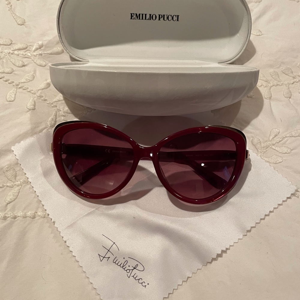 Rare Emilio Pucci burgundy red cat eye sunglasses, EUC